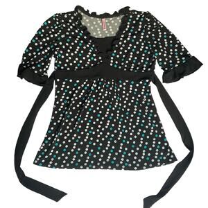 Tempted Kids 3/4 Sleeve Blouse for Girls, size L, Black & Blue, Shinning Sequins